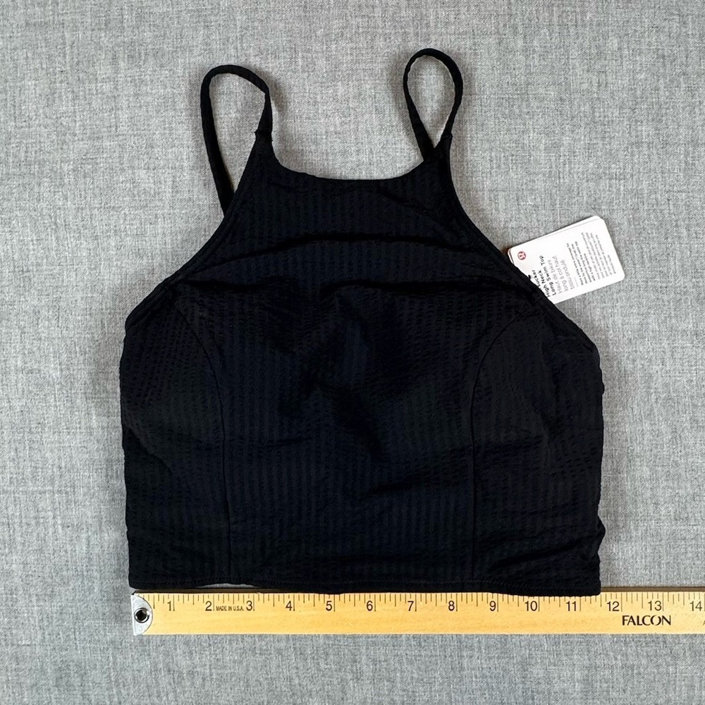 Lululemon Swim Top Size Extra Small Black Seersucker High Neck Long C/D Cups NWT - Picture 8 of 10